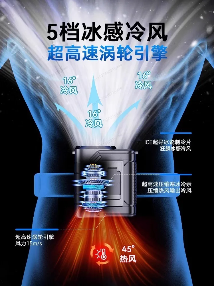 2025 new waist fan cooling long battery life strong charging neck small portable waist cooling artifact