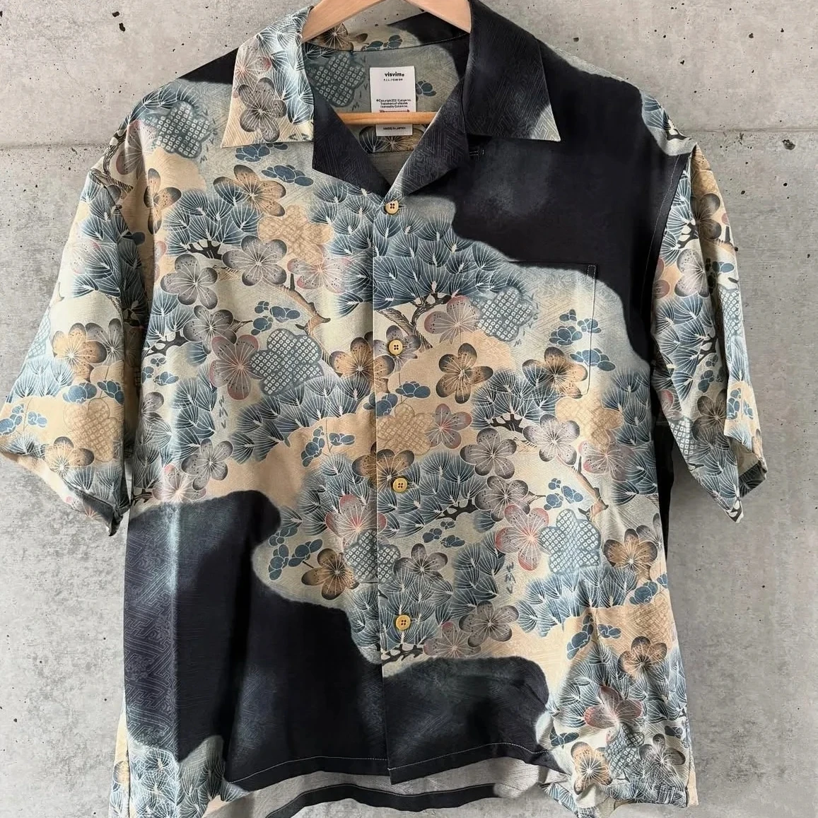 

VISVIM 25SS CROSBY SHIRT темная жаккардовая рубашка с короткими рукавами