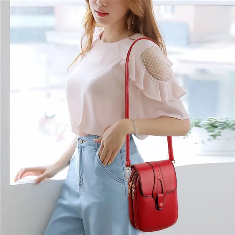 Simple Design PU Leather Crossbody Shoulder Bags for Women Spring Retro Branded Handbags and Purses Ladies Mobile Phone sac