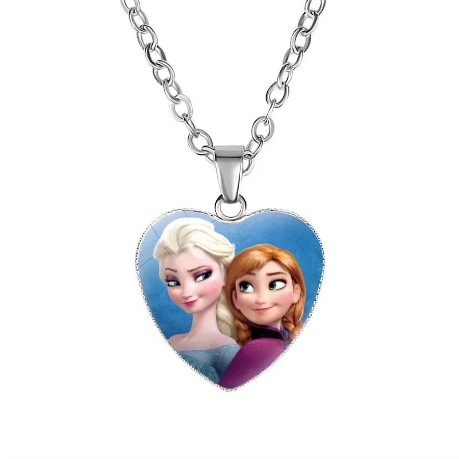 Frozen Elsa Princess Anna Necklace Anime Figure Disney Accessories Princess Heart Pendant Girly Heart Girl Christmas Gift