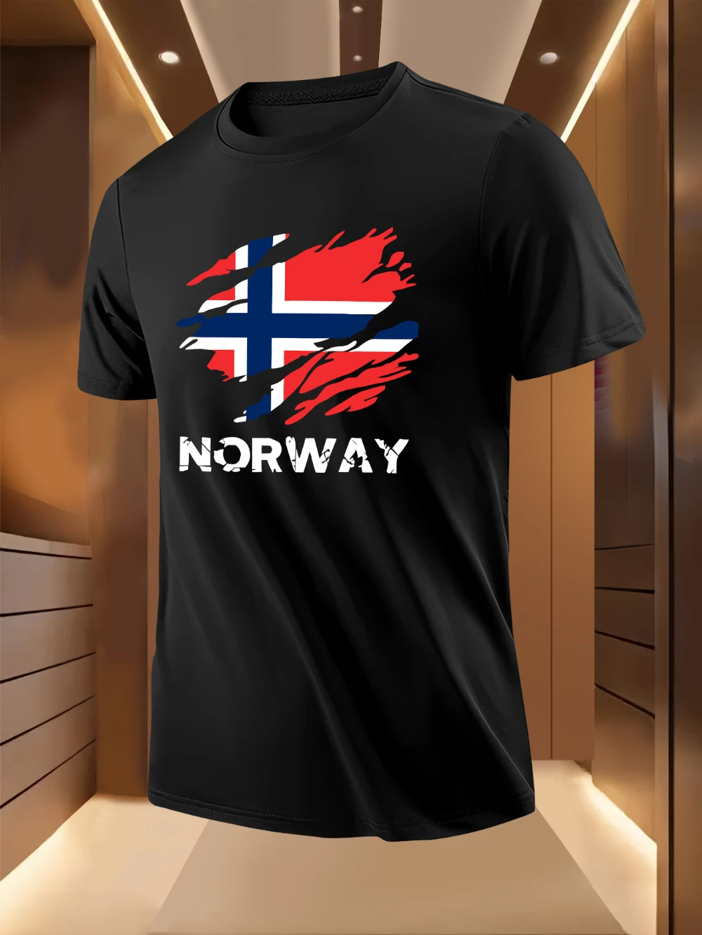 Men'S Norway Graphic T-Shirt Casual Crew Neck Short Sleeve Tee with Bold Norwegian Flag Design Men's T-shirts for Summer