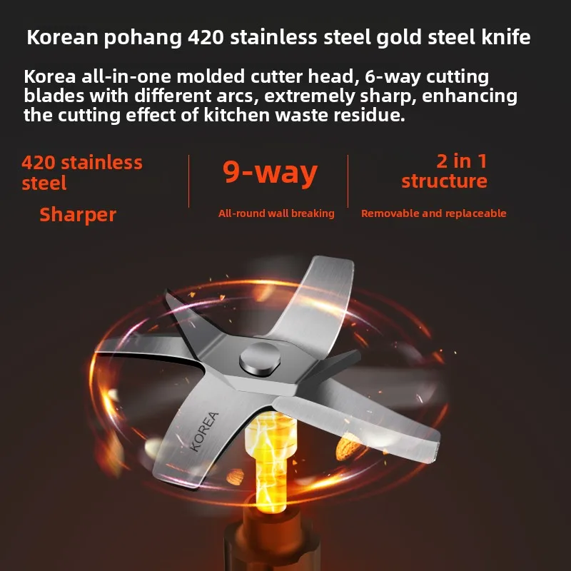 معالج نفايات المطبخ، تصريف منزلي للمطبخ، مطحنة طعام رطبة أوتوماتيكية صغيرة، جهاز التخلص من نفايات الطعام عالي السرعة #4