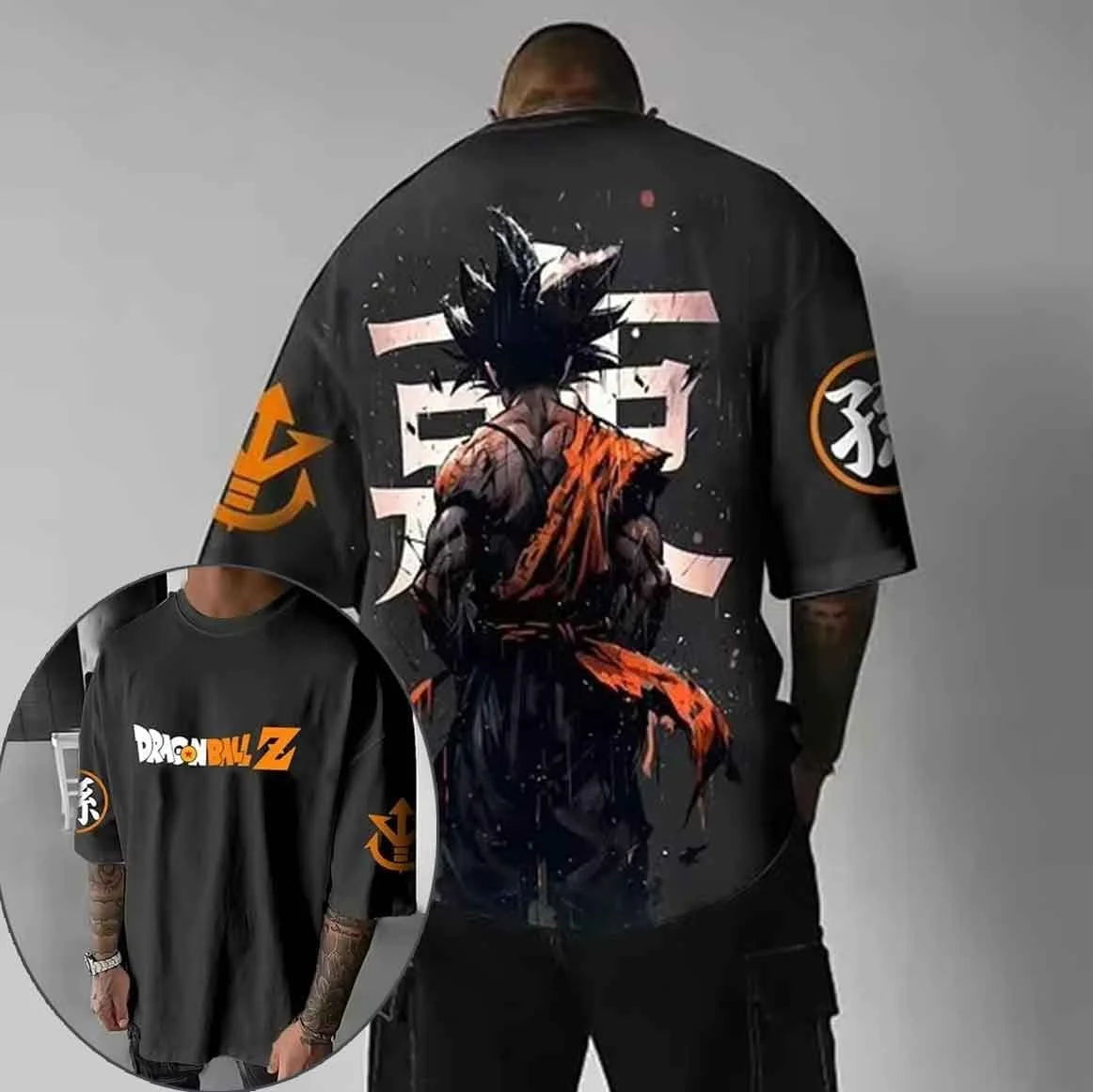 Summer Y2k Clothes Dragon Ball Goku Saiyan Men's Oversized T-shirt Anime Print Cotton Short Sleeve Tee Daily Loose Casual Tops