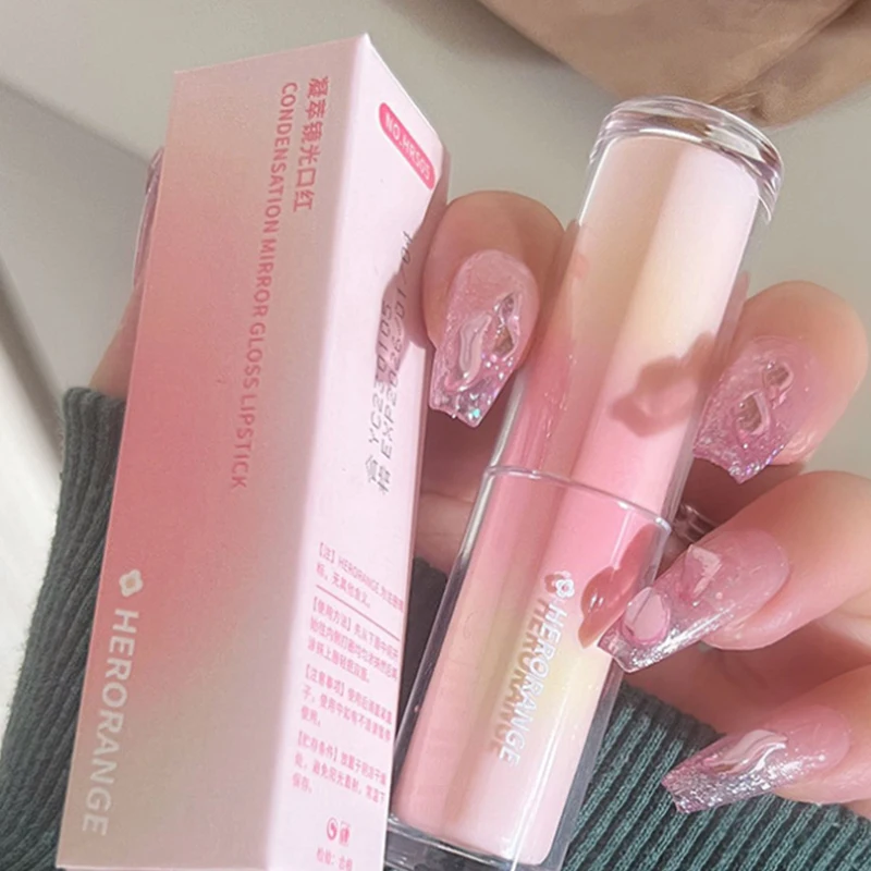 1Pc HERORANGE Batom Líquido Espelhado com Efeito Água, Cristal Gelatinoso Transparente, Hidratante, Longa Duração, Cosmético Sólido para Lábios