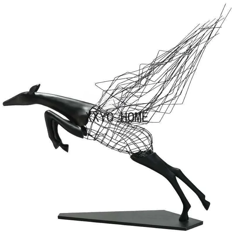 Decoration Hotel Lobby Art Space Abstract Sculpture Hollow Iron Large Floor Animal Craft Decoration