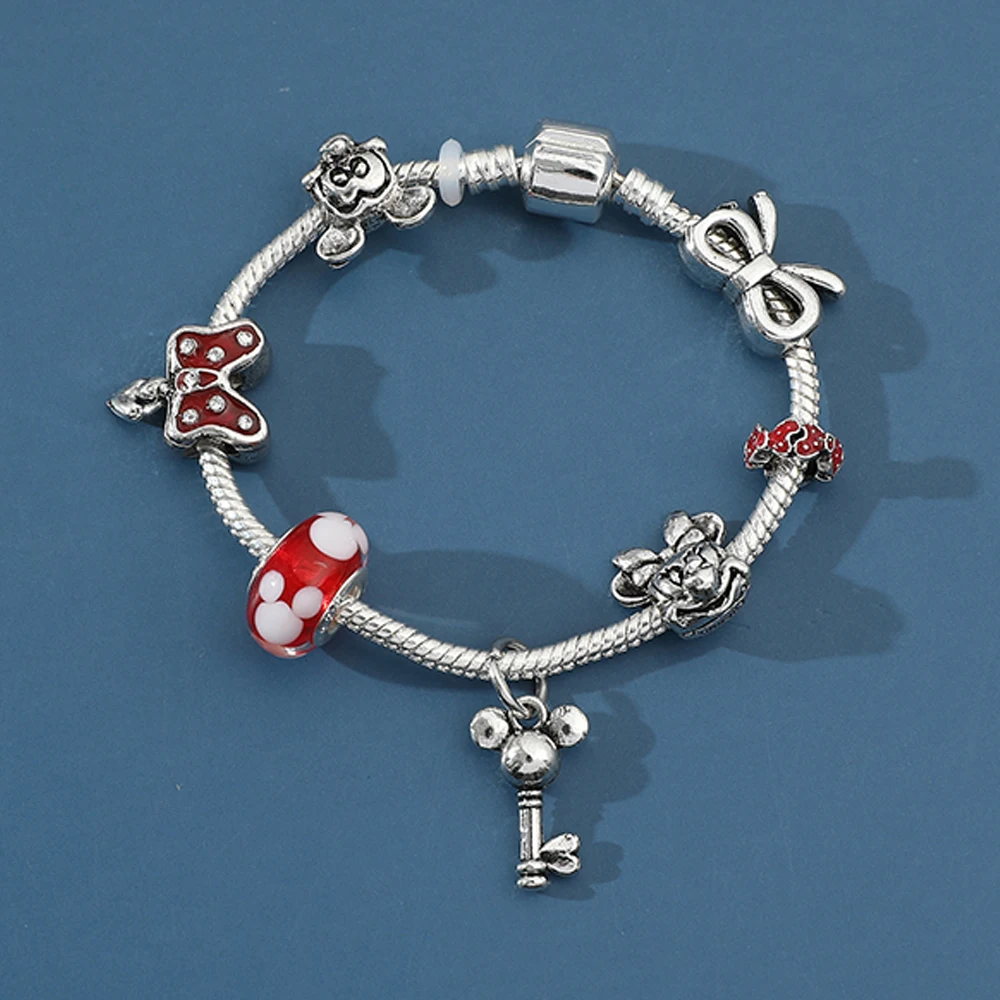 Minnie Mickey Mouse Bracelet for Kids Charms Bangle For Women DIY Cartoon Beads Bracelet