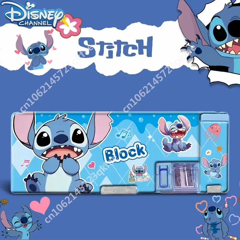 Disney Stitch Kreatywne dwustronne pudełko na długopisy z temperówką Piórnik studencki z kreskówek z temperówką Prezent