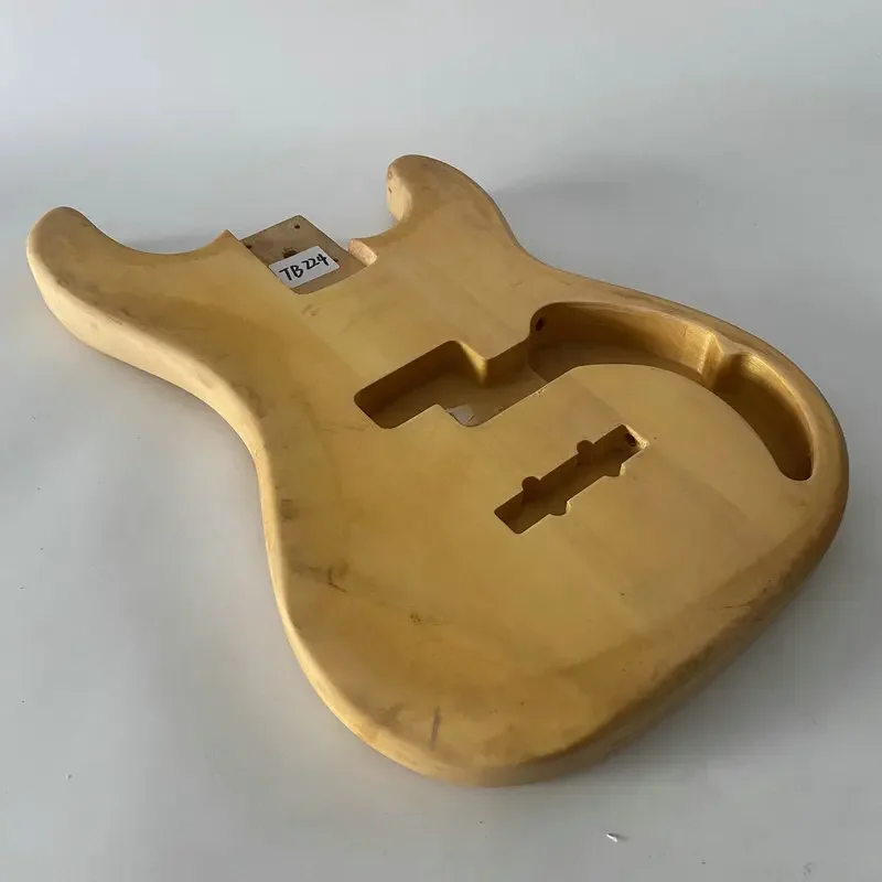 TB224 Active 4 Strings Electric Bass Unfinished PJB Bass Body in Natural Solid Basswood for Bass DIY Replace with Damages