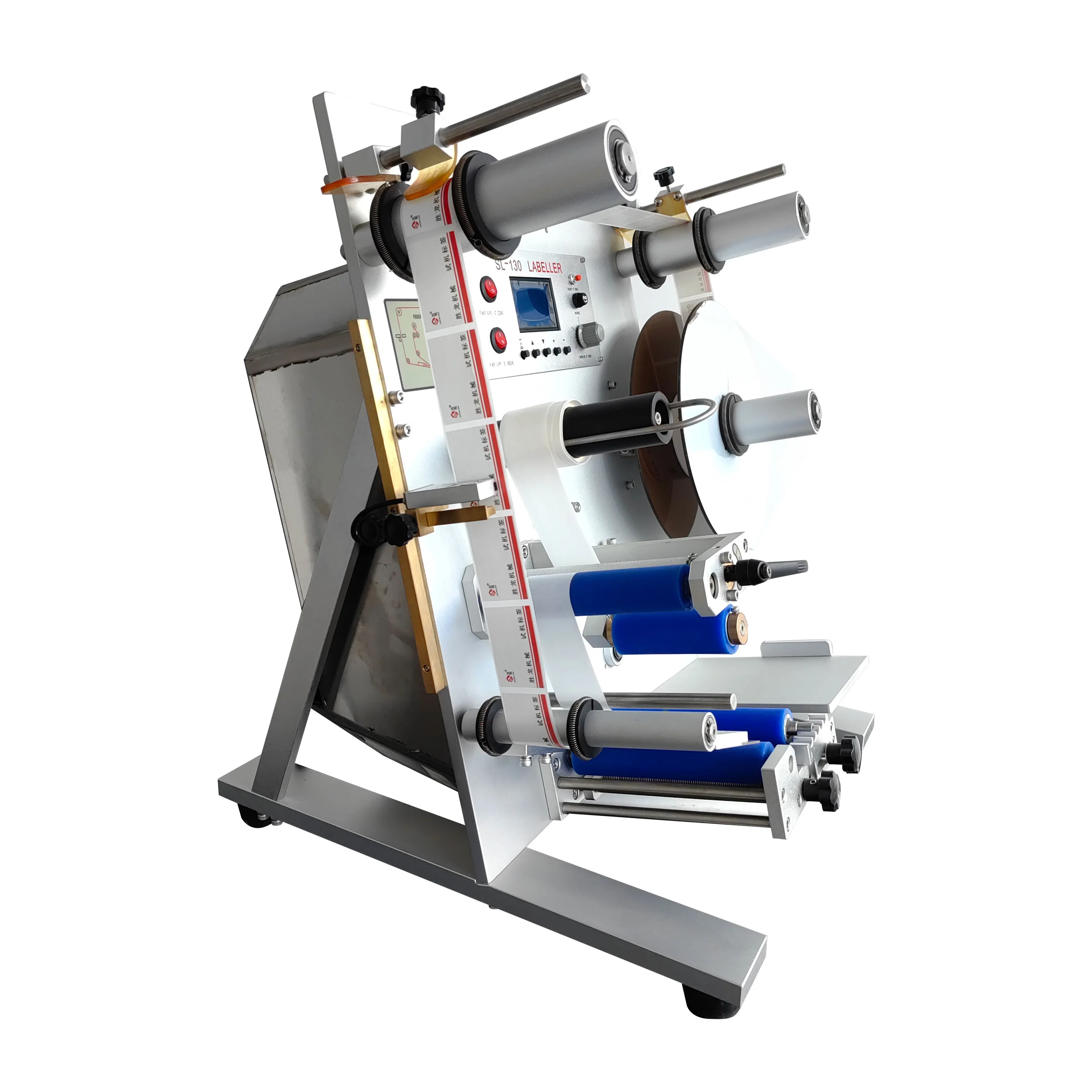 SL-130 Semi-automatic Round Bottle Labeling Machine for Water Wine Juice Liquid Bottle with Round Surface