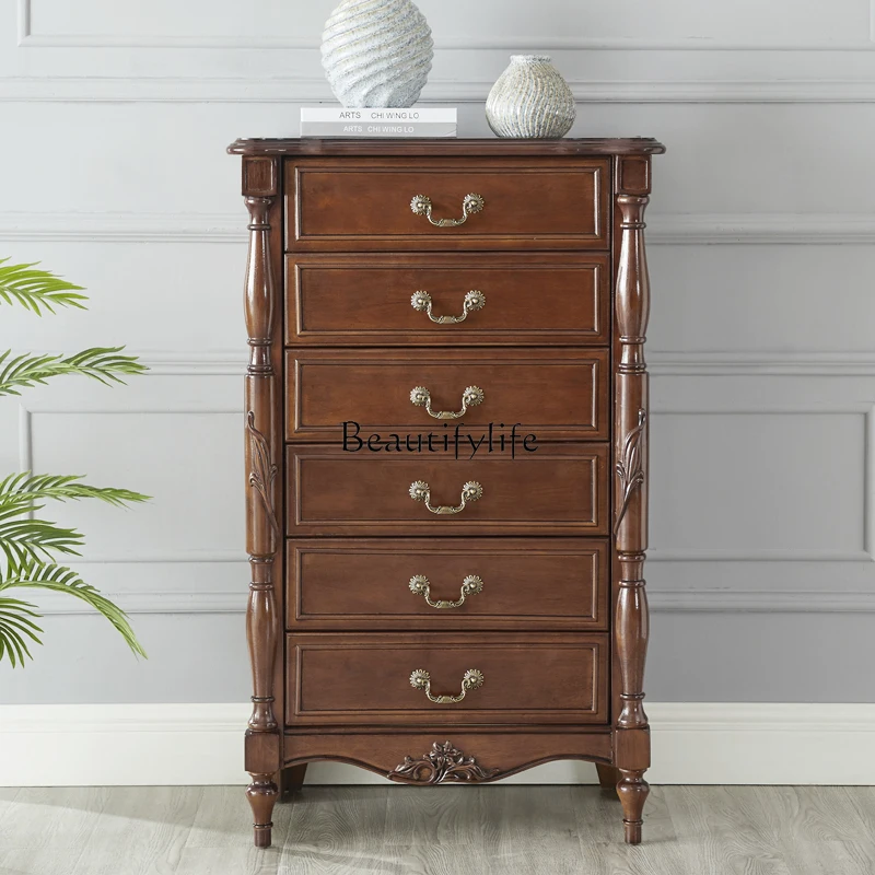 

01 Simple American all-solid wood 456 bucket cabinet Nordic light luxury wall storage cabinet