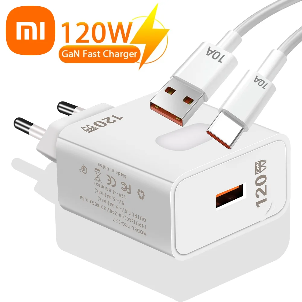 Xiaomi 120W Fast Charger GaN USB Quick High Speed Charge 3.0 Adapter For iPhone Xiaomi Samsung Huawei Universal Cellphones