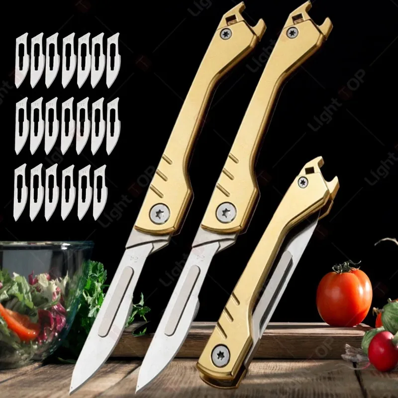 

Stainless Steel Folding Knife with Replaceable Blades Portable Mini Machinery Utility Knife Sharp Kitchen Knife Kitchen Supplies