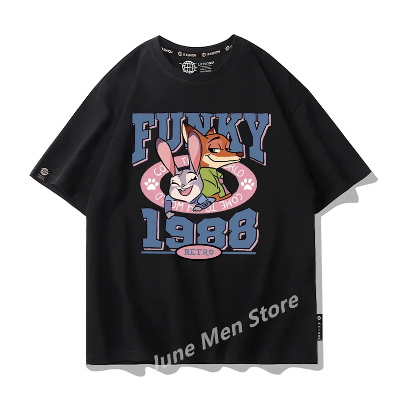 (Uniqlo) New Band Tshirt Disney\'s Zootopia Cotton T-shirt Top Men Cotton T-shirt Top Summer Women Cotton T-Shirt Men Clothing