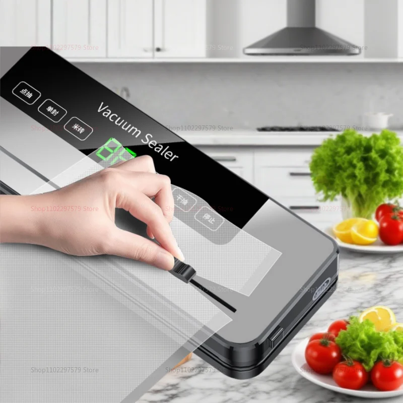 Electric Vacuum Sealer Built-in Cutter Kitchen Food Storage Seal Touch Button Dry/Wet Food Sealing Vacuum Packaging Machine