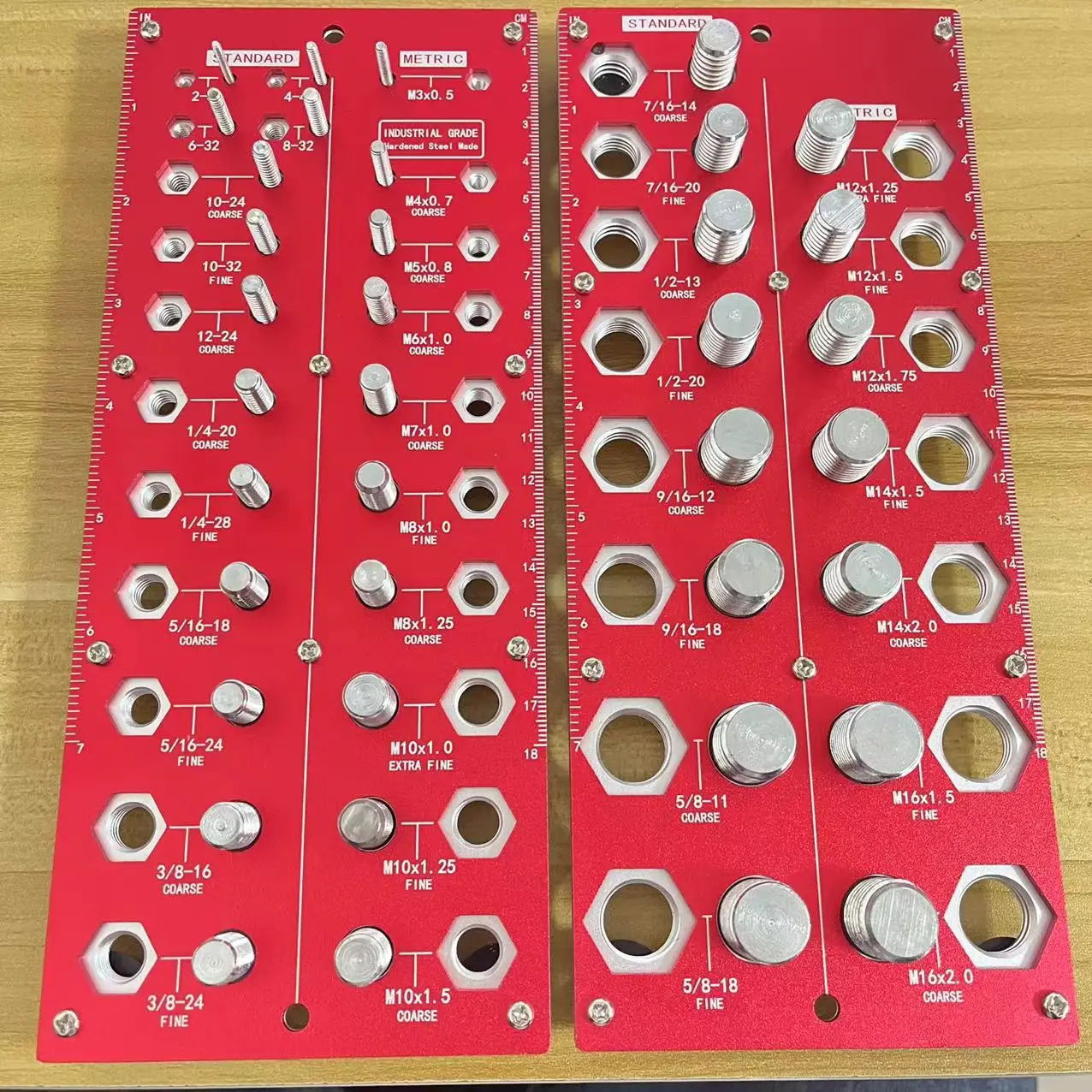 Blue 2-in-1 Thread Screw Gauge 38 Holes, Metric Imperial Screw Pitch Measuring Gauge Tool