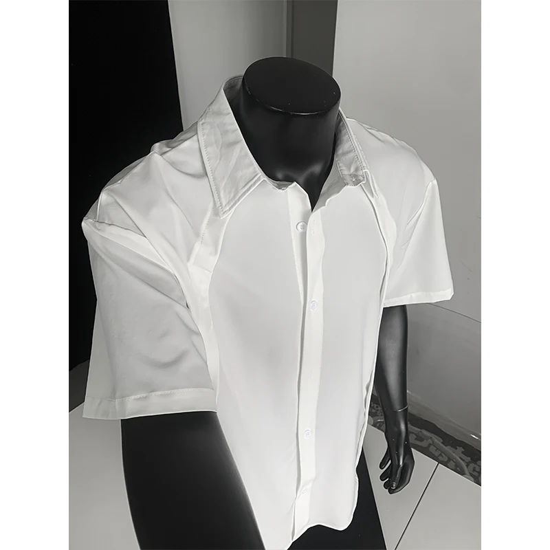 

2026 new summer plus size casual loose cool feeling solid color short sleeve shirt men fashion outerwear coat