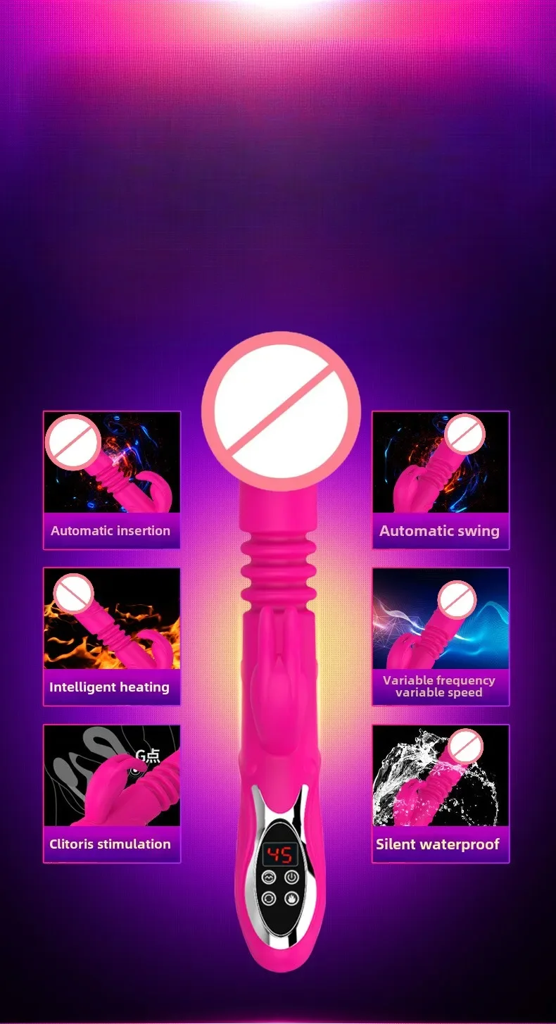 2-in-1 النساء ساخنة أرنب هزاز محاكاة القضيب الإدراج AV هزاز المهبل الحلمة G-بقعة البظر عصا تدليك الجنس لعب