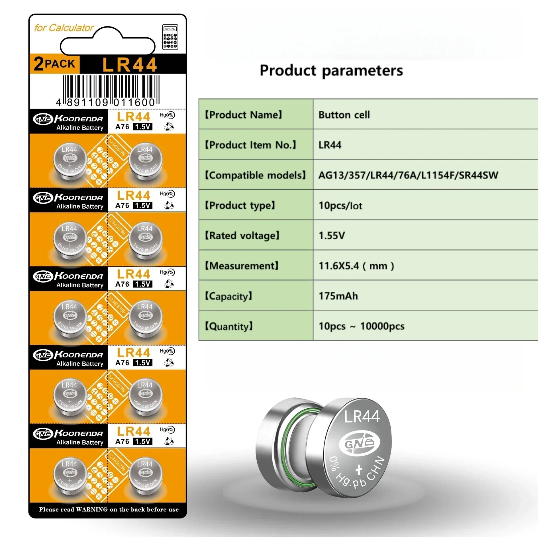 200pcs LR44 Batteries AG13 L1154 357 Alkaline Battery 1.5V Button Coin Cell Battery for Watch Toys Calculator