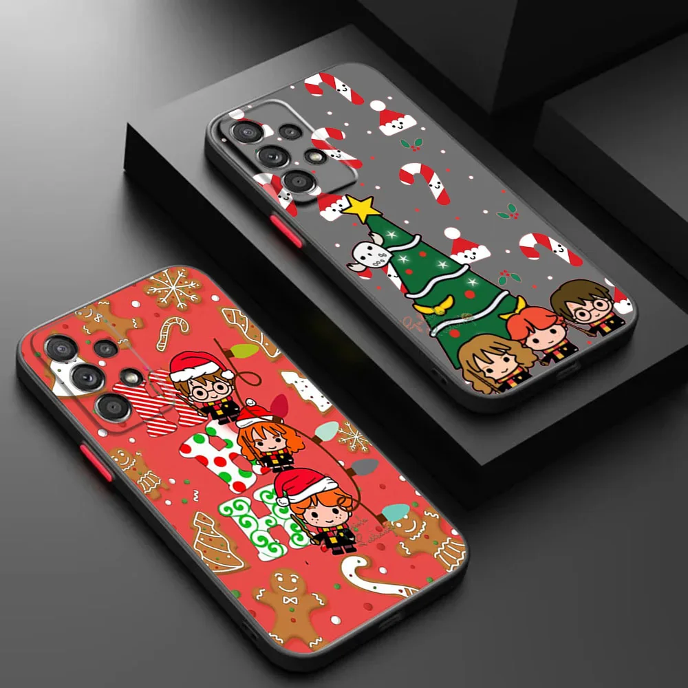 Phone Case For Samsung A21S A22 A50 A70 A12 A13 A14 A23 A24 A31 A32 A33 A34 51 Potters Harries Christmas Black Translucent Cover