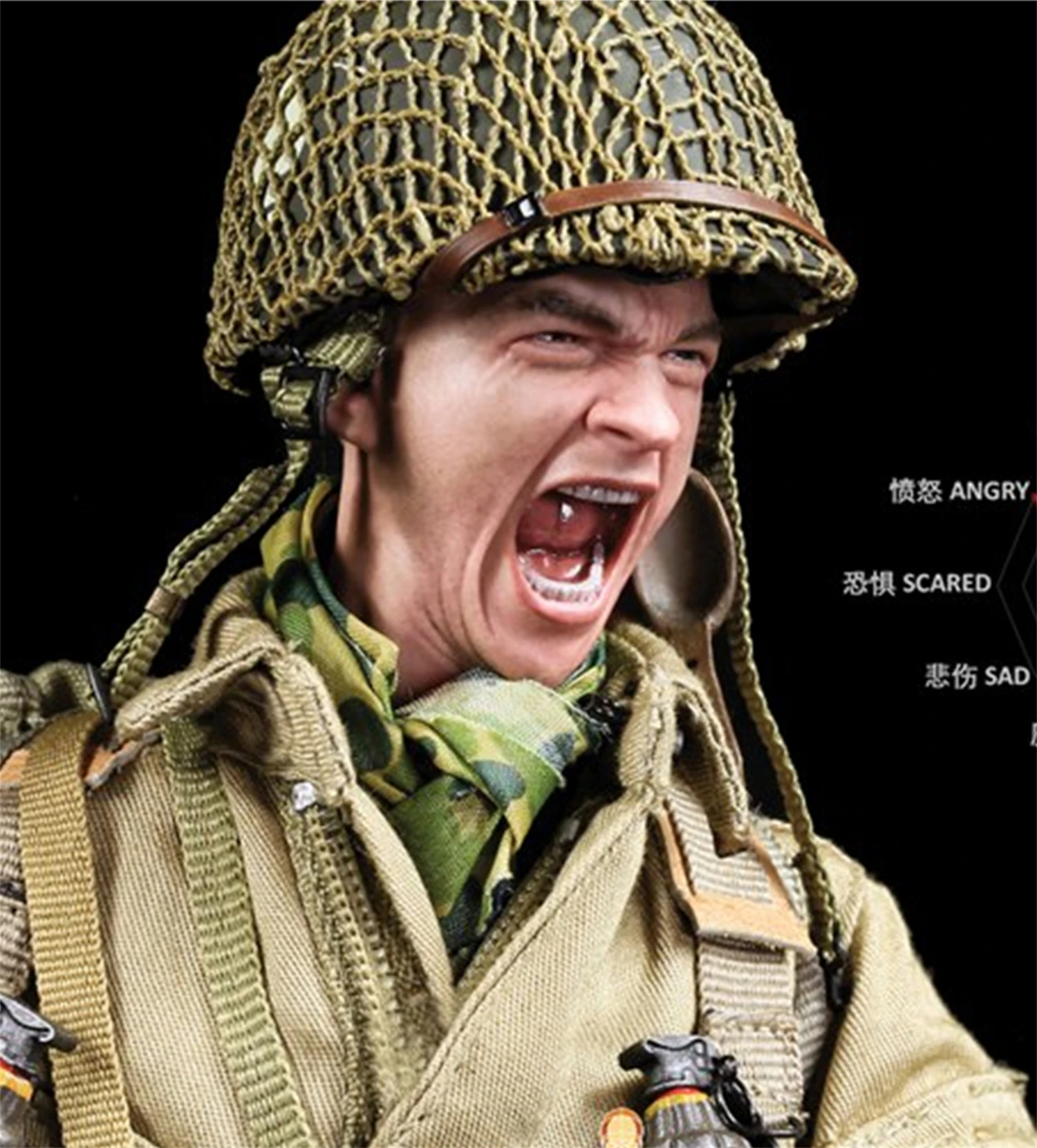 1/6 Scale H004 Man Soldier Angry Face Head Sculpt DIY 12'' Modern Military Action Figure