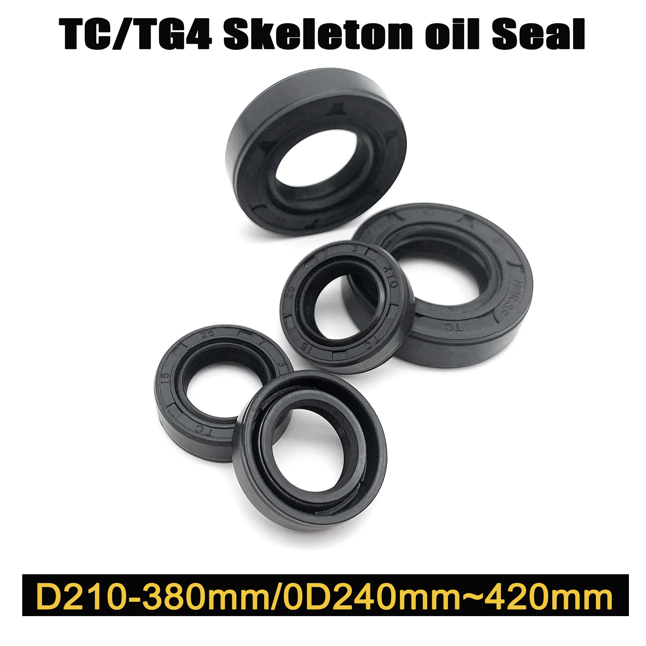 

Black ID 210~380mm OD 240~420mm NBR Nitrile Rubber TC/TG4 Shaft end seals for various water pumps oil pumps Skeleton Oil Seal