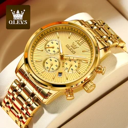 OLEVS Original Quartz Watch for Men Classics Three Small Dial Men's Watches Stainless Steel Waterproof Chronograph Watch Trendy