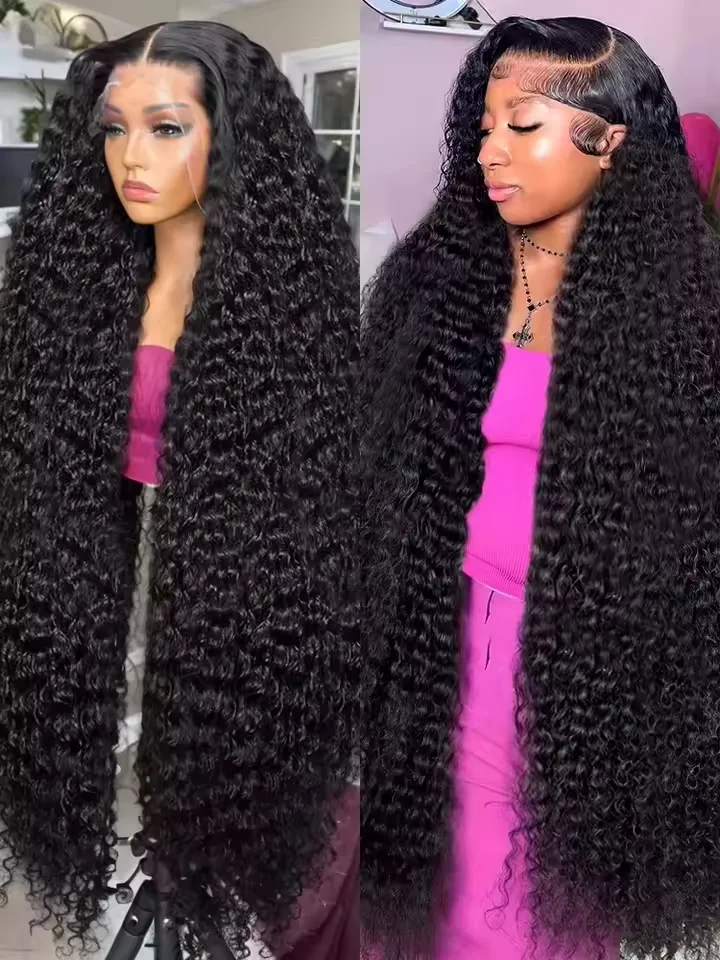 30 inch 13x4 diepe golfkant voorpruiken menselijk haar voor vrouwen HD transparant diep krullend kant frontale pruiken menselijk haar natuurlijke kleur