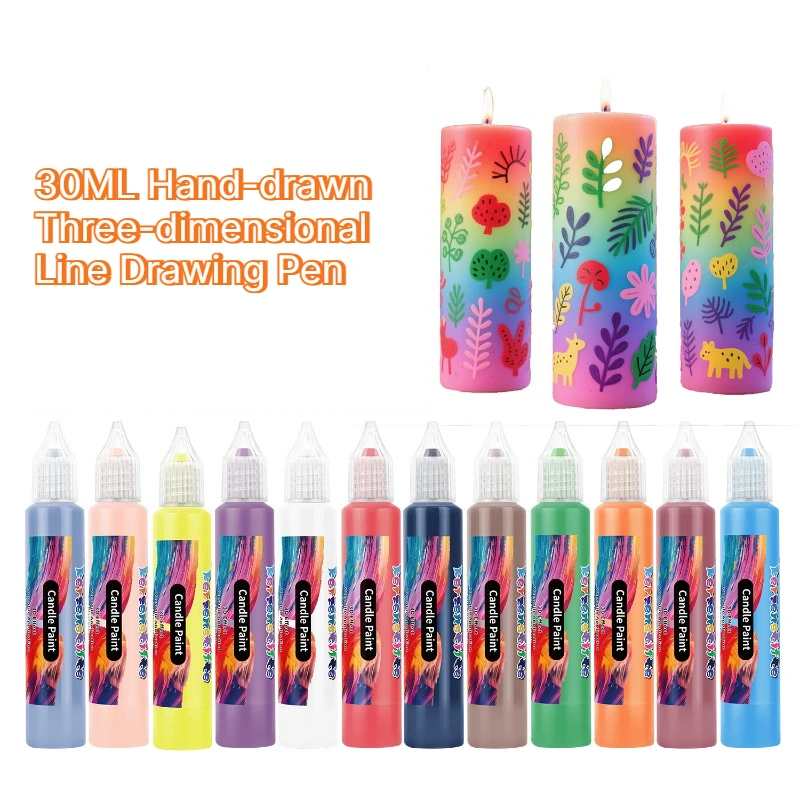 30ML Hand-drawn Three-dimensional Line Drawing Pen Candle Glass Fabric Candle Painting Graffiti Coloring Hand-drawn Painting Pen