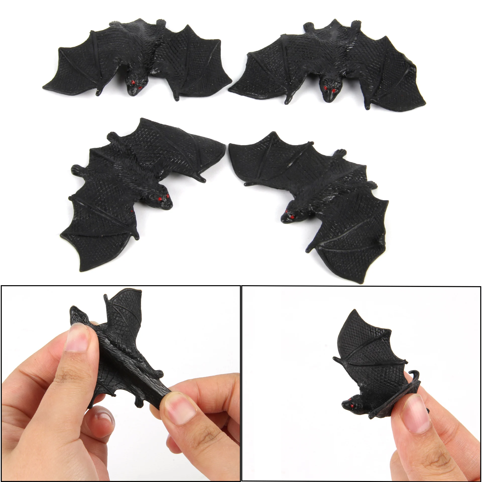 

10/20PCS Simulation Plastic Soft Glue Bat Realistic Bat Insect Trick Props Prank Toys Horror Novelty Funny Halloween Ghost Gift