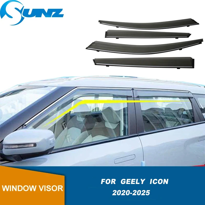 

Side Window Visor For Geely Icon 2020 2021 2022 2023 2024 2025 Sun Rain Guard Weathershield Car Window Deflector