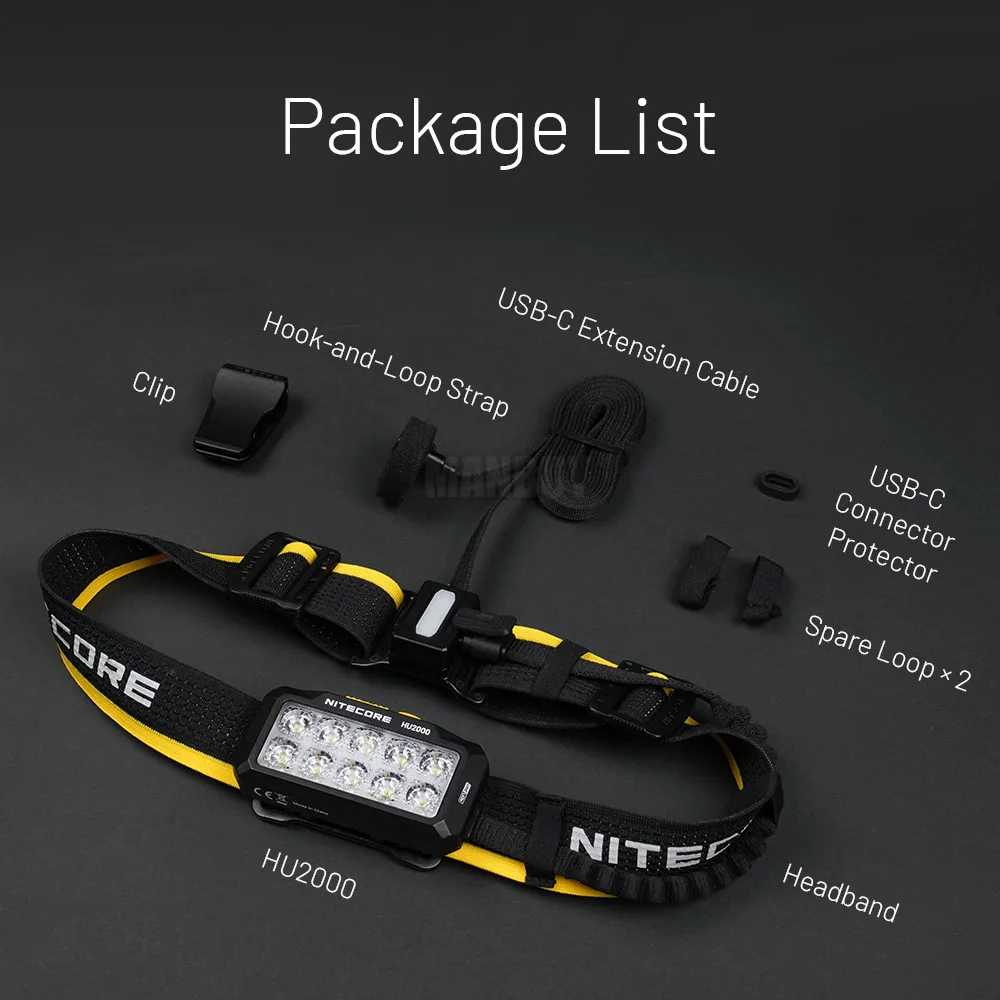 Genuine Nitecore HU2000 2000 Lumen Primary White Light 6000K Auxiliary Red Light High Output Split-Type Work Headlamp No Battery