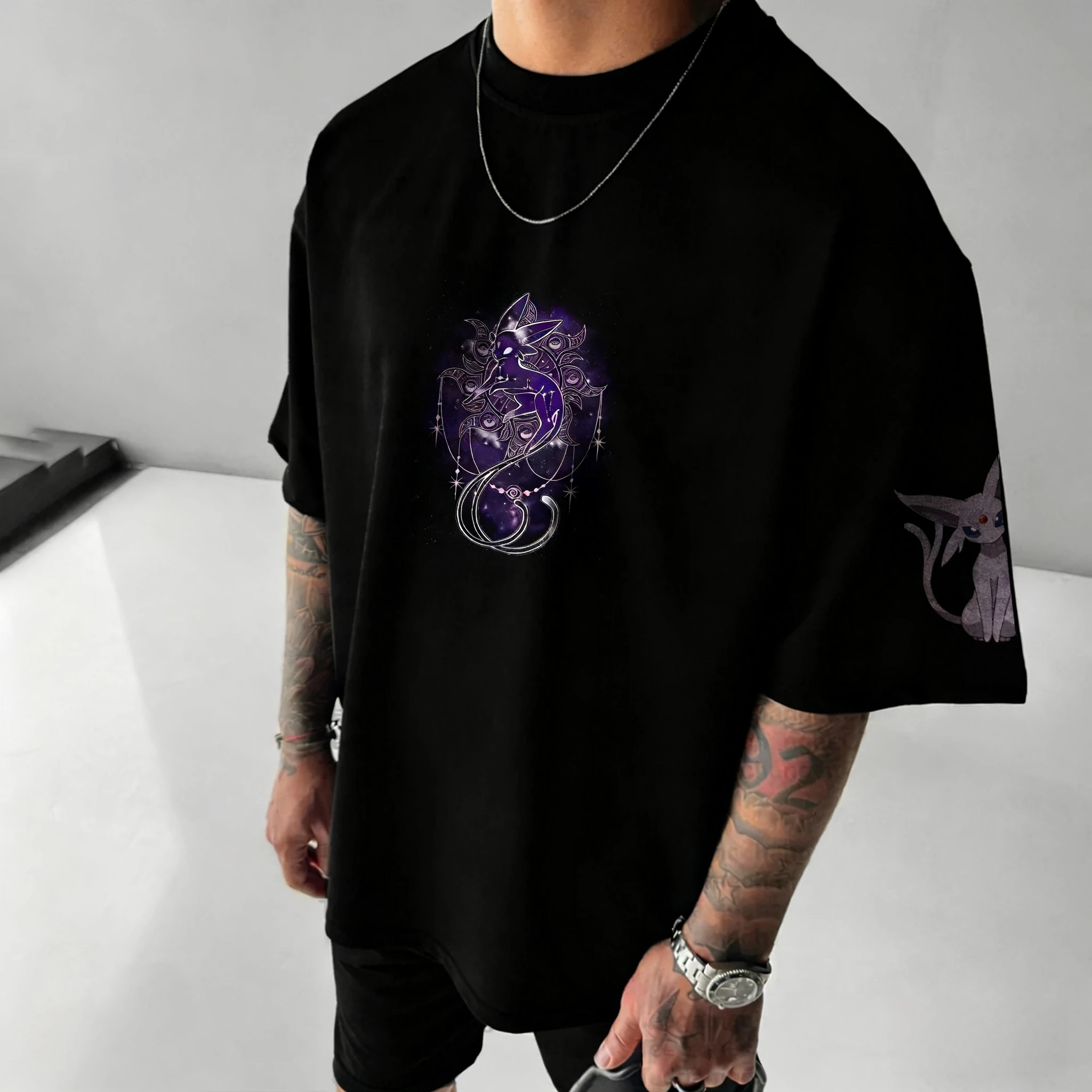 Pokémon Anime T-shirt genitore-figlio Estate Nuovi uomini e donne Espeon Stampato Harajuku Casual Allentato Versatile Top a maniche corte