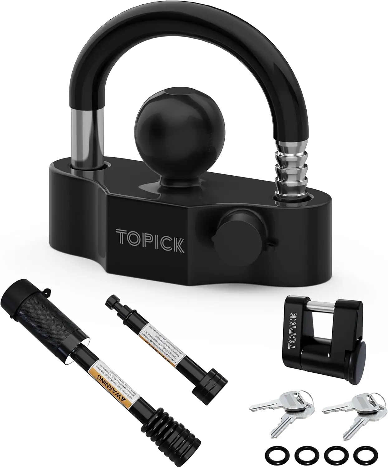 

Heavy-Duty Trailer Hitch Lock Set, 5/8' & 1/2' Receiver Pin Locks, Coupler Ball & Latch Locks, Keyed Alike, Secure for RV, Boat,