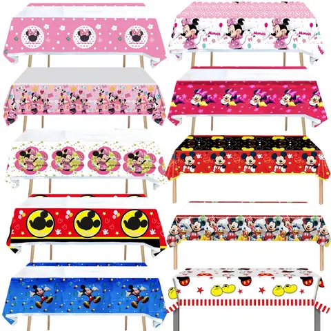 Minnie Mouse Birthday Tablecloth Party Decor Mickey Mouse Disposable Table Cloth Table Cover Baby Shower Kids Party Supplies
