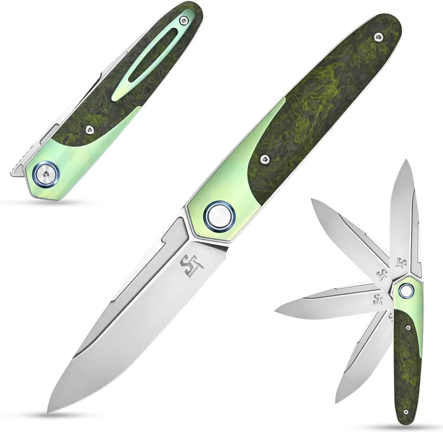 

New Sitivien ST992 Pocket Knife M390 Steel Blade Titanium Carbon Fiber Handle Folding Knife for Camping Hiking Collection EDC