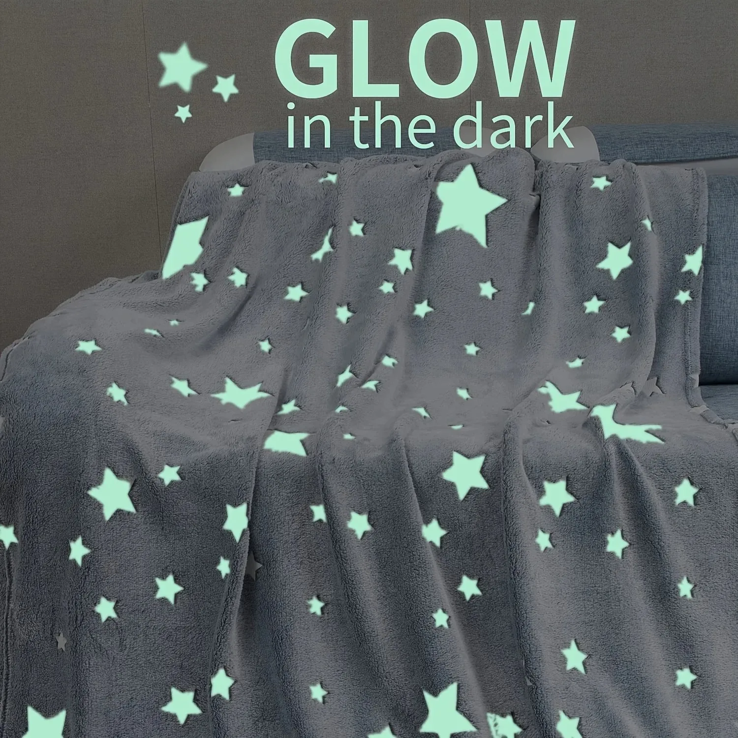 1pc Boy Girl Glittering in Dark Moon Very Cool Glowing Blanket Blanket Gray Stars Blanket Office Kindergarten Baby Nap Blanket