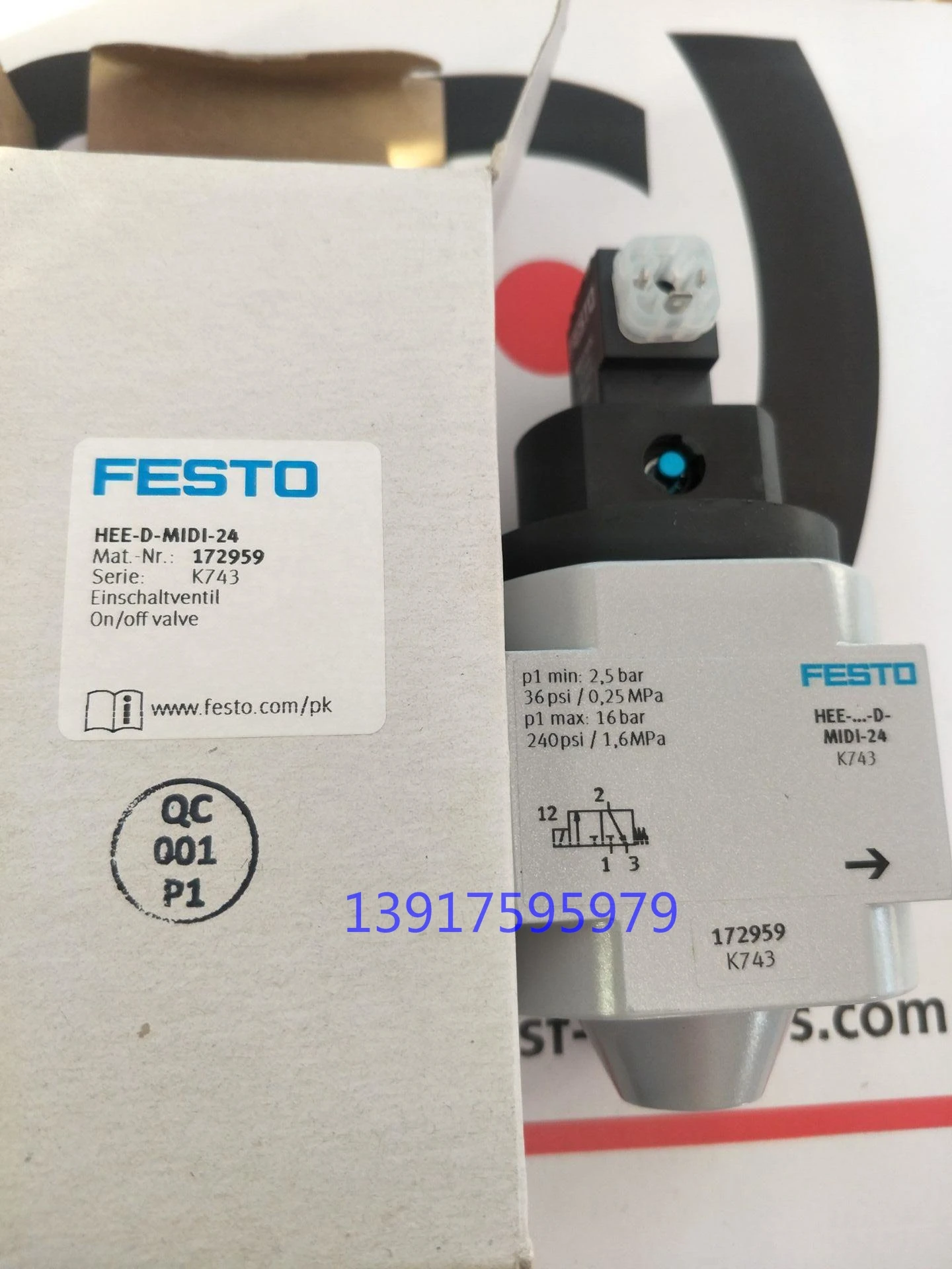 FESTO FESTO Air Source Start Valve HEE-1/2-D-MIDI-24 172944 In Stock.