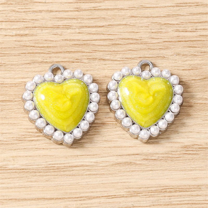 5 Stück niedliche, bunte, gemischte Metall-Herzanhänger für die Schmuckherstellung, Halsketten, Ohrringe, Armbänder, DIY-Bastelarbeiten und Accessoires – Detail 15