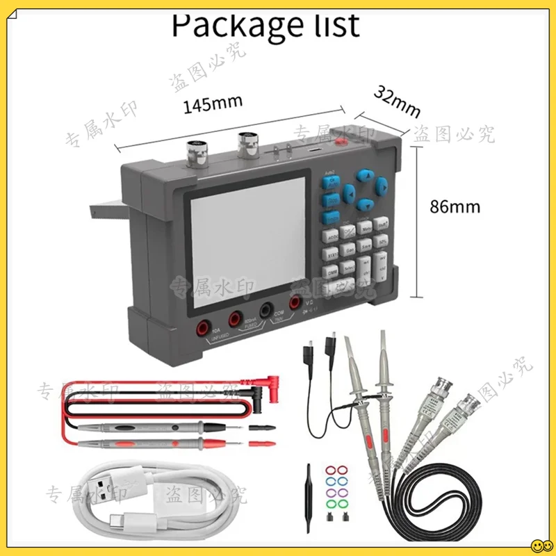 DSO3D12 3.2 Inch Desktop Digital Oscilloscope 120M Bandwidth Dual Channel Multimeter and Signal Generator 120M