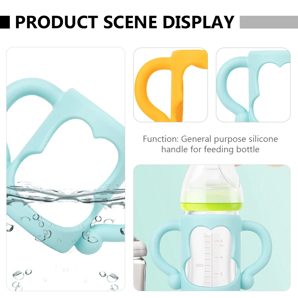

4 Pcs Silicone Handle Baby Bottle Handles for Bottles Feeding Milking Wide-neck Removable