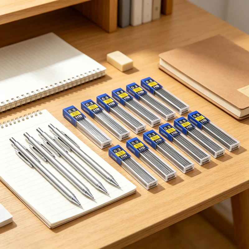 Professionelles Druckbleistift-Set 0,5 0,7 0,9 0,3mm Vollmetall Kunstzeichnung Malerei Automatischer Bleistift Büro- und Schulbedarf – Detail 2