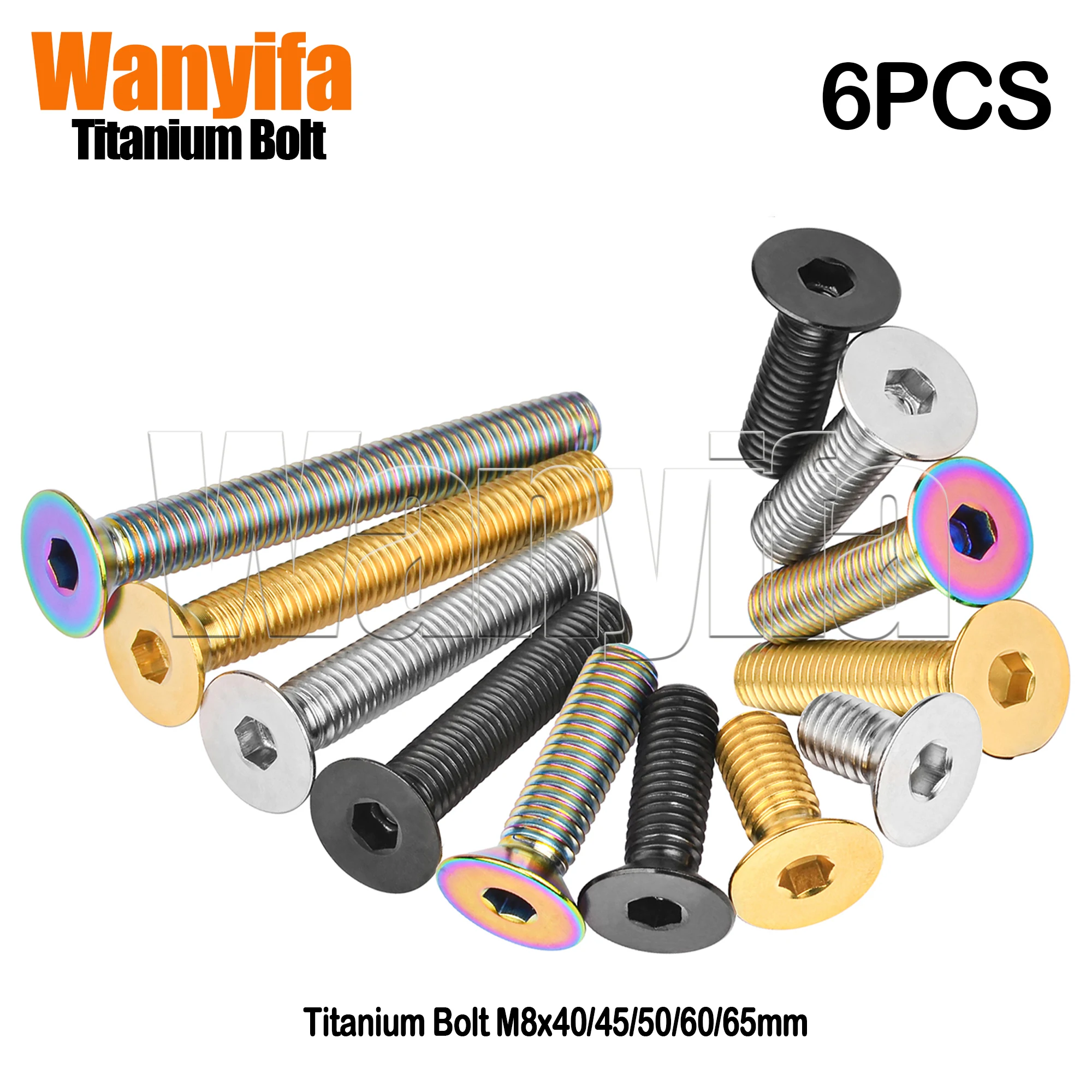 

Wanyifa Bicycle Bolt Kits M8x40/45/50/60/65mm Allen Flat Countersunk Head Threaded Screws for Bicycle Accessories Fasteners