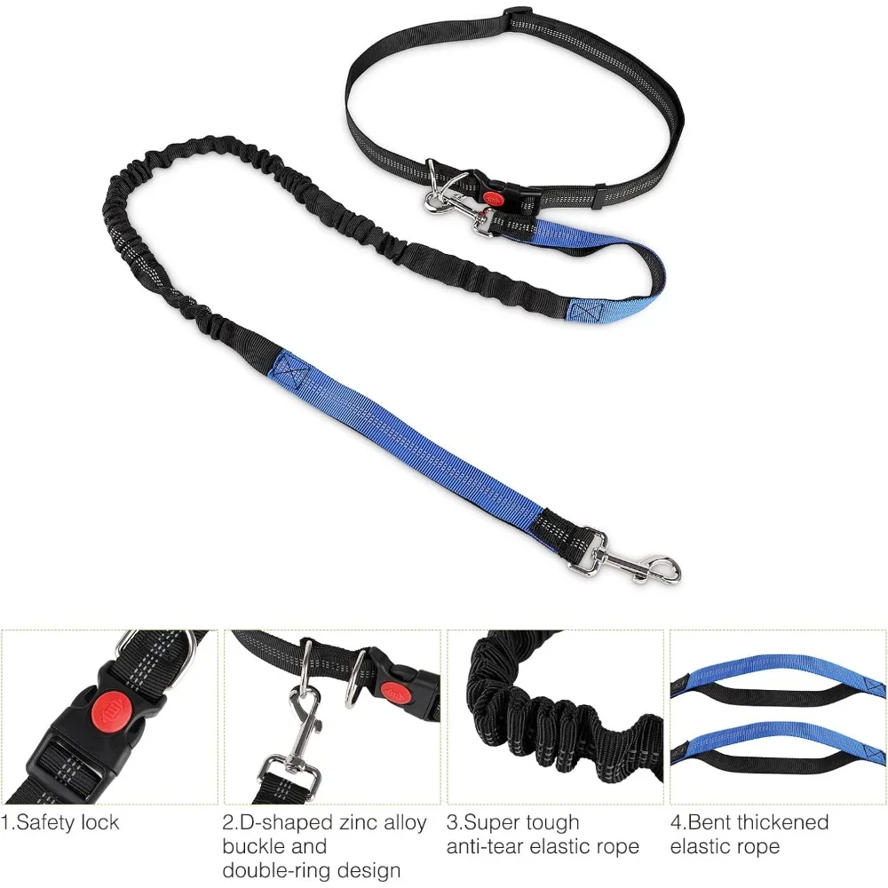 Hands Free Dog Lead, Professional Dog Running Lead with Pet Accessory, Waist Dog Walking Belt, for Walking, Jogging, Training