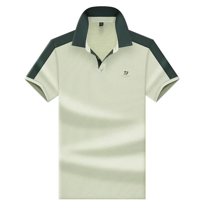 Man's Light Luxurious Polo Shirts Short Sleeve Dress Freely Blocking Color Tee Tops Quality Tennis