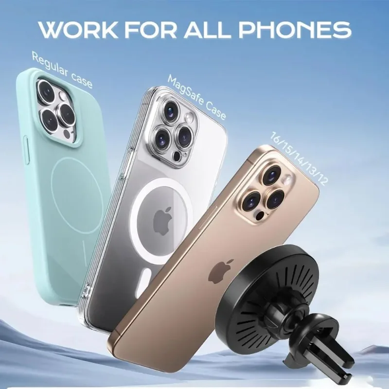 Magnetic Wireless Car Charger, Air Vent Phone Holder 15W Fast Charging Mount for iPhone 17 16 15 14 Pro Max Fast Charging Mount