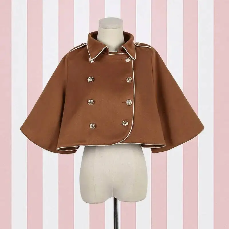 2025 NUOVO Vestito Lolita Detective Bear Cospaly Stile Preppy delle Donne Cravatta al Collo Abiti a Maniche Lunghe e Mantello di Lana Dropshipping