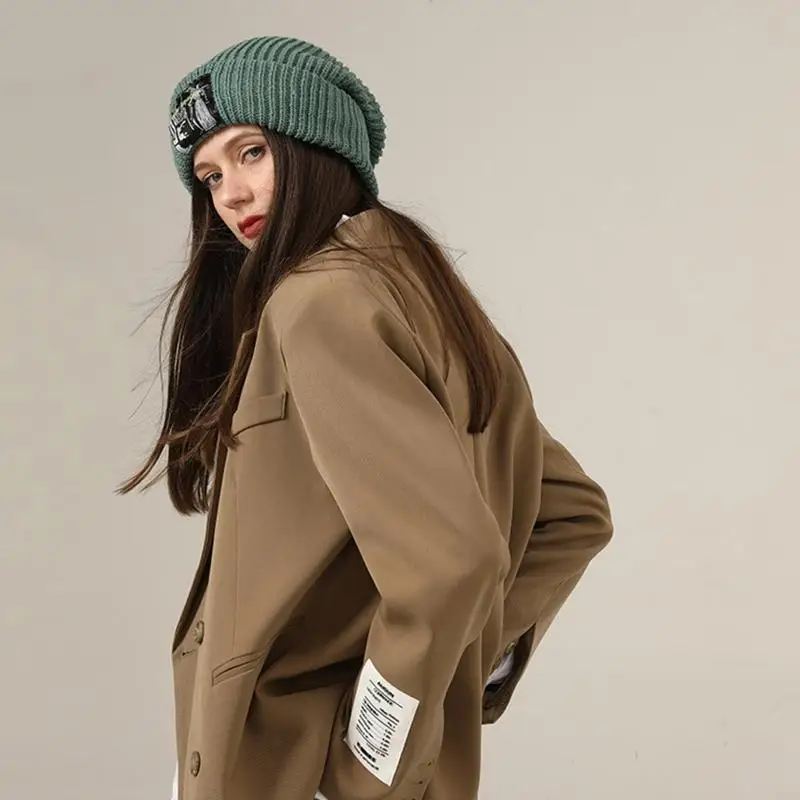 قبعة صغيرة أنيقة من القماش المنسوج، قبعة صوف بلون سادة، قبعة حرارية لفصل الخريف والشتاء، ملابس يومية للتمرين الصباحي