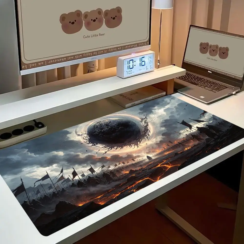 Black Hole Doomsday Sky Desk Mat Smooth Glide Thick Rubber For Sci Fi Gaming