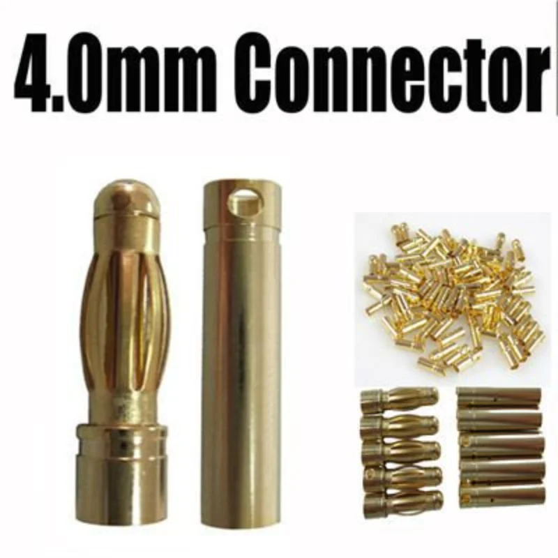 100 Pairs = A Lot 4mm Gold Bullet Banana Connector Plug for RC Battery