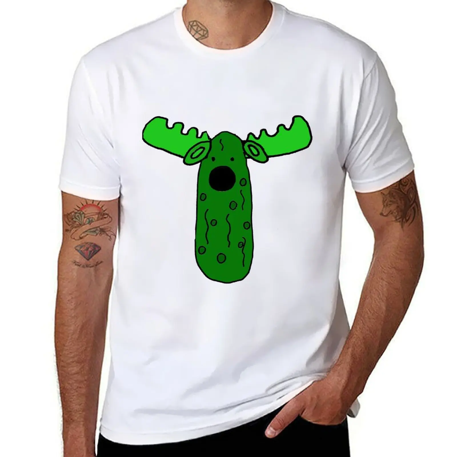 

t for for man shirts Funny men Cute shirts t Pickle graphic Moose casual T-Shirt mens Cartoon shirts cotton t man
